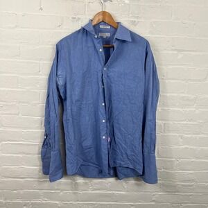 Barneys New York Men's Casual Button Down Shirt Long Sleeve Blue Size 15/33